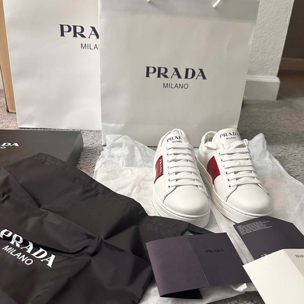 New Prada women calzature donna leather sneakers size 37.5 - Picture 10 of 16